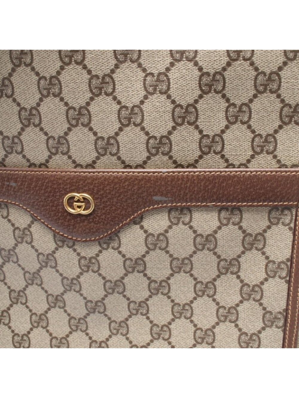 Gucci Tote Vintage GG Plus Sherry Line Beige Canvas Leather - Picture 6 of 10